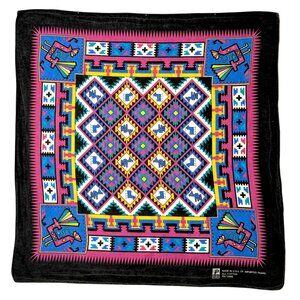 Vintage 90s Cotton Bandana Southwestern Native Aztec Scarf Handkerchief USA